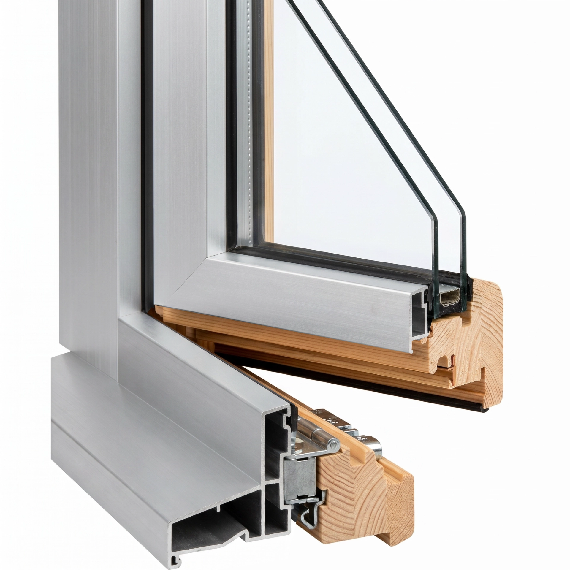 Fenêtres mixtes bois à l'intérieur et aluminium à l'extérieur